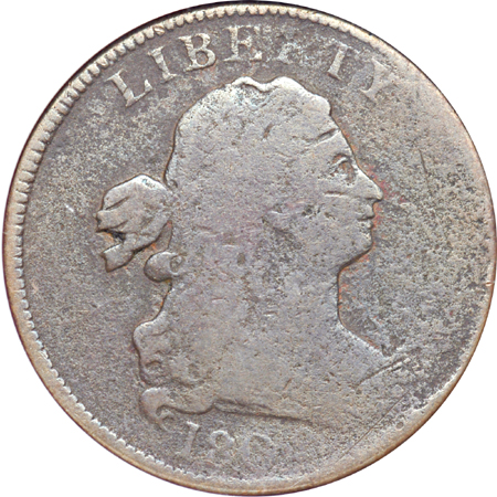 1802 2/0 Reverse of 1800 C-2, R-3. ANACS VG-8.