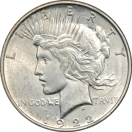 Seven Peace Silver Dollars.