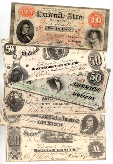 Six Early Confederate Notes.