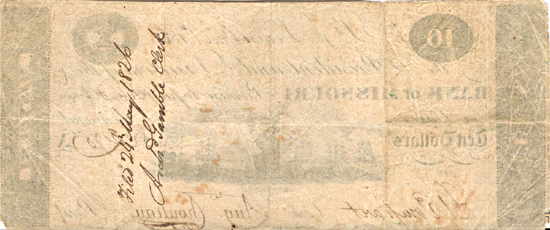 1820 $10 Chouteau Note.