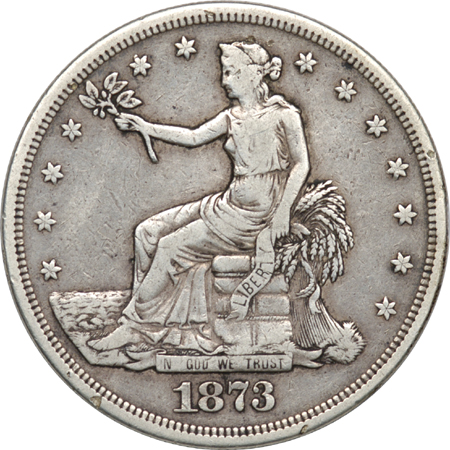 Seated Liberty Seated Dollar and Trade Dollar.