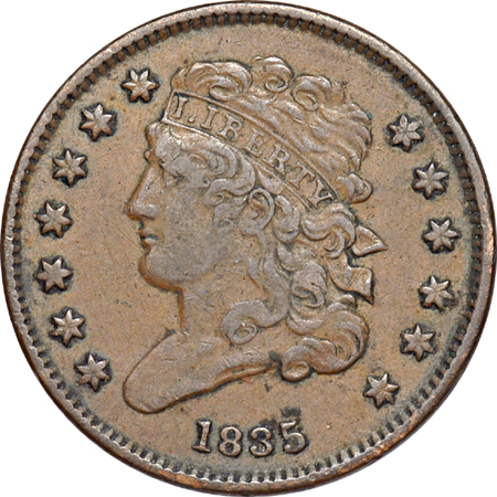 Two Classic Head and One Braided Hair Half Cents.