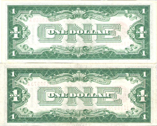 Two 1928 $1.00.  CU.