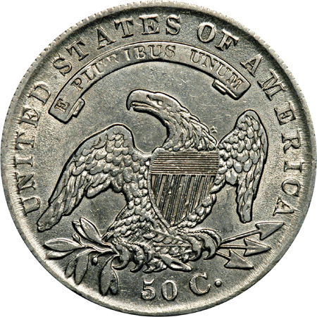 Nine Capped Bust Half Dollars.