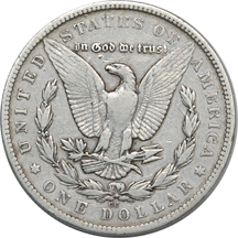 Two Morgan Silver Dollars.