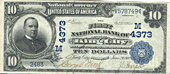 1902 $10.00. King City, MO Charter# 4373 Blue Seal Date Back. AU.