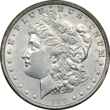 Two 1899 Morgan Silver Dollars.