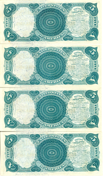 Four Sequential 1875 $5.00.  CU.