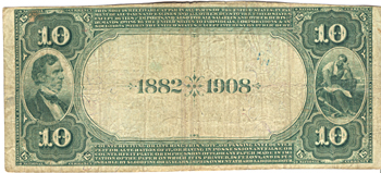 1882 $10.00. Marshfield, WI Charter# 5437 Date Back. VG.