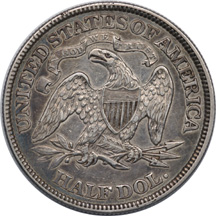 Four Seated Liberty Half Dollars.