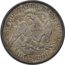 Five Seated Liberty Half Dollars.