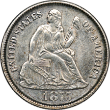 Eight Seated Liberty Dimes.