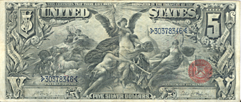 1896 $5.00.  VF.