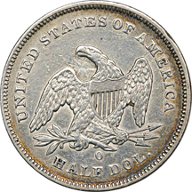 Four Seated Liberty Half Dollars.