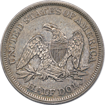 Four Seated Liberty Half Dollars.