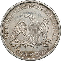 Four Seated Liberty Half Dollars.