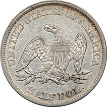 Four Seated Liberty Half Dollars.