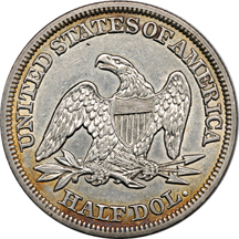 Four Seated Liberty Half Dollars.