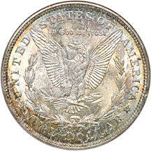 Three 1921-D Morgan Silver Dollars. NGC MS-65.