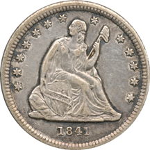 Three Seated Liberty Quarters.