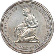 1893 Isabella Quarter. AU-50 Cleaned.