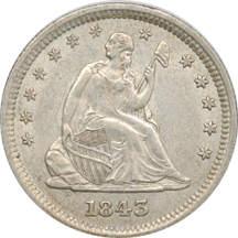 Four Seated Liberty Quarters.