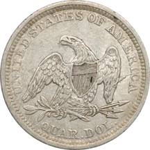 Four Seated Liberty Quarters.