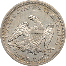 Four Seated Liberty Quarters.