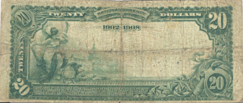 1902 $20.00. National Stock Yards, IL Charter# 9118 Blue Seal. VG.