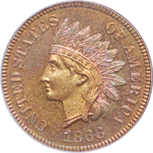 1868 PCGS PF-64 RB.