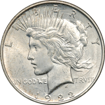 Seven Peace Silver Dollars.