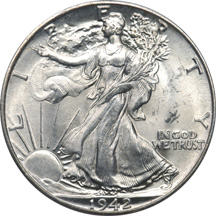 Five Walking Liberty Half Dollars. PCGS MS-64.