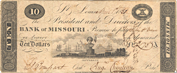 1820 $10 Chouteau Note.