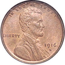 Five Early Lincoln Wheat Cents.