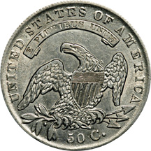 Nine Capped Bust Half Dollars.