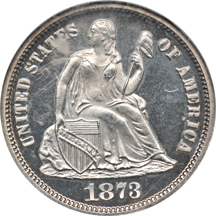 1873 No Arrows NGC PF-64 Cameo.