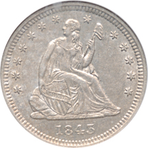 1843-O, Small O, Briggs 1-B. NGC AU-58.