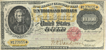 1900 $10,000 Gold Note St. Louis.  RCGS VF-30.