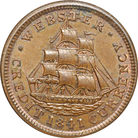 1841 Daniel Webster HT-22, Low-64. NGC MS-64 Brown.