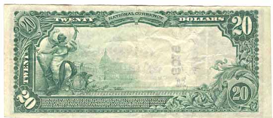 1902 $20.00. Webb City, MO Charter# 8016 Blue Seal. VF.