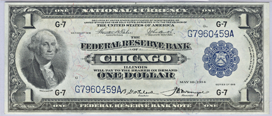 Three 1918 $1.00 Chicago.  PMG AU-58 EPQ.