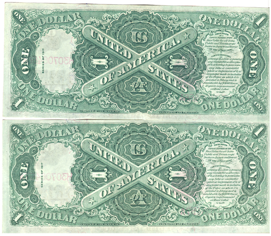 Run of Two Sequential 1917 $1.00.  AU.