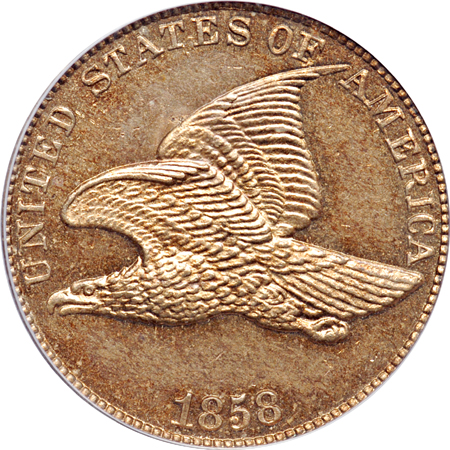 1858 Large Letters. PCGS PF-64.