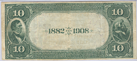 1882 $10.00. New Orleans, LA Charter# 5649 Date Back. PMG VF-25.