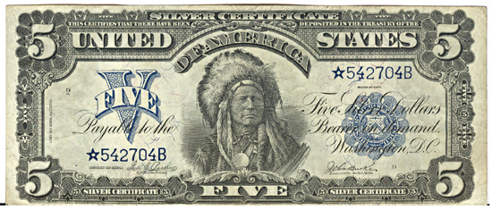 1899 $5.00 Star.  VF.