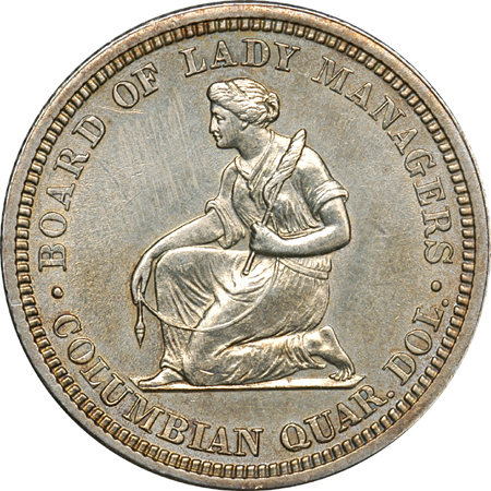 1893 Isabella Quarter. AU-50 Cleaned.