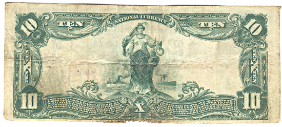 1902 $10.00. Belleville, IL Charter# 11478 Blue Seal. F.