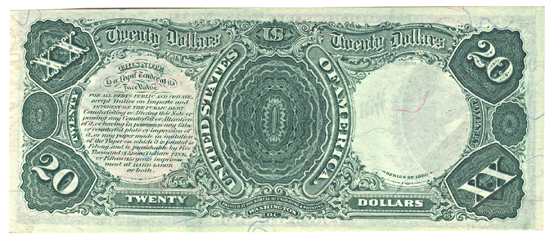 1880 $20.00.  Large Seal Blue Numbers. CHCU.