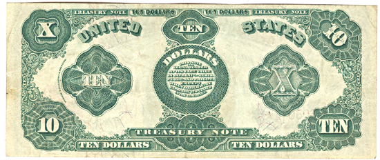 1891 $10.00.  XF.