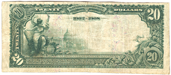 1902 $20.00. Kankakee, IL Charter# 1793 Blue Seal Date Back. F.